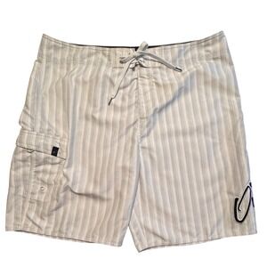 O'Neill Striped Board Shorts‎ Men Size 40 Swim Trunks White Beach Surfwear Cargo